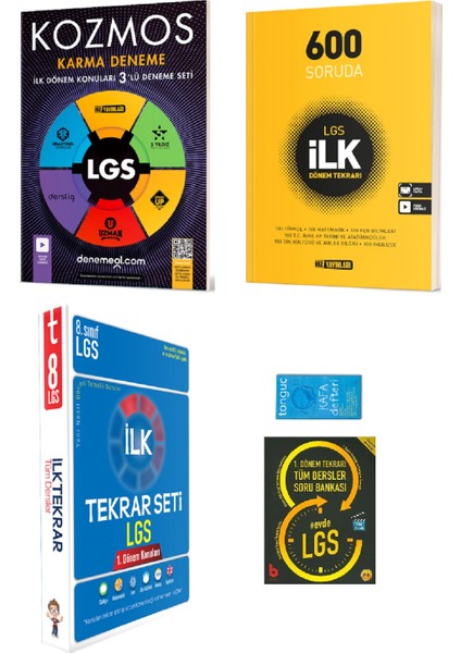 8. Sınıf 600 Soruda LGS Ilk Dönem Tekrarı Ile Kozmos Ilk Dönem Konuları Deneme ve Ilk Tekrar Seti