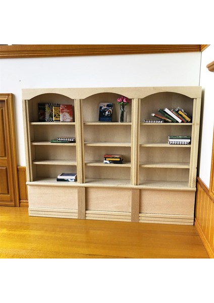 Bitmemiş 1/12 Ölçekli Bebek Evi Kitaplık Organizatör Kitaplık 4 Katmanlar Ahşap (Yurt Dışından)