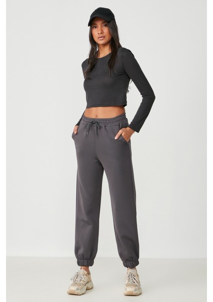 Jogger Lastikli Spor Eşofman Altı 806 Füme