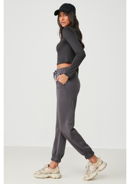 Jogger Lastikli Spor Eşofman Altı 806 Füme