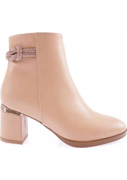 403 Kadın Siler Taşlı Iki Ipli Yandan Fermuarlı Topuklu Bot