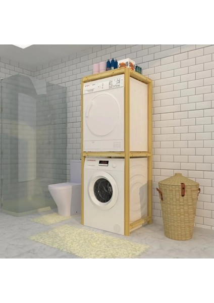 Doğal Ahşap Naturel Çam Ağacı Çamaşır ve Kurutma Makinesi Için Banyo Rafı