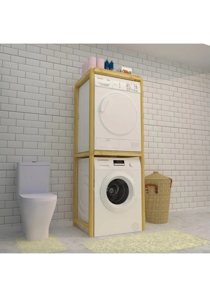 Doğal Ahşap Naturel Çam Ağacı Çamaşır ve Kurutma Makinesi Için Banyo Rafı