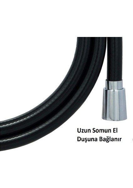 360 Dönerli Dolanmaz Garantili Siyah Pvc Duş Hortumu fiyatları