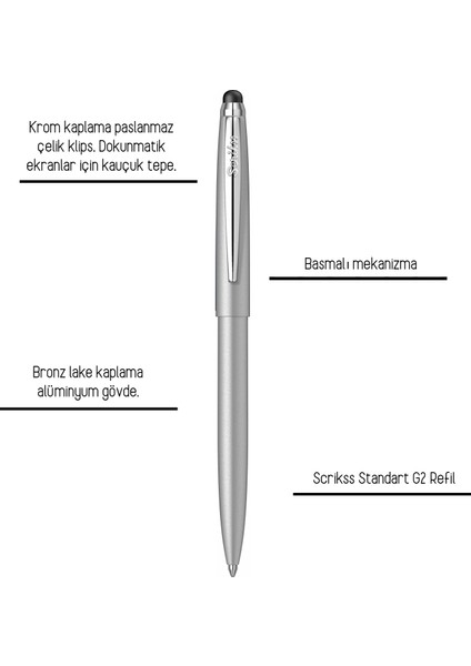 F108 Gümüş Gri Tükenmez Kalem fiyatları