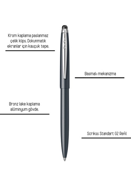 Scrikks F108 Tükenmez Kalem Koyu Gri fiyatları