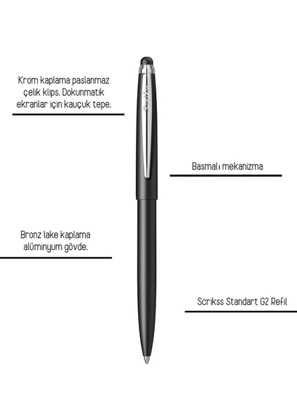 Scrıkss Tükenmez Kalem F108 Siyah Gövde