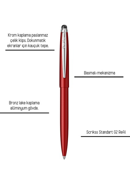 Scrikks F108 Tükenmez Kalem Kırmızı