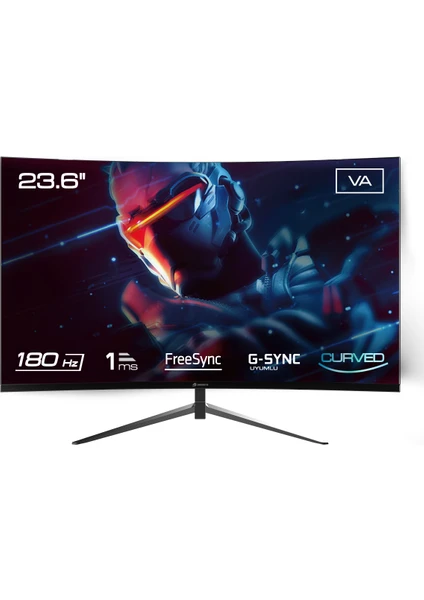 GB-2418CF 23.6" 180Hz 1ms VA Panel FullHD  FreeSync, G-Sync Destekli Curved Gaming Monitör