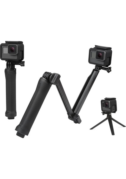 Tüm Aksiyon Kameralara Uyumlu Çok Fonksiyonlu 3 Yollu Monopod Tripod - AL3540