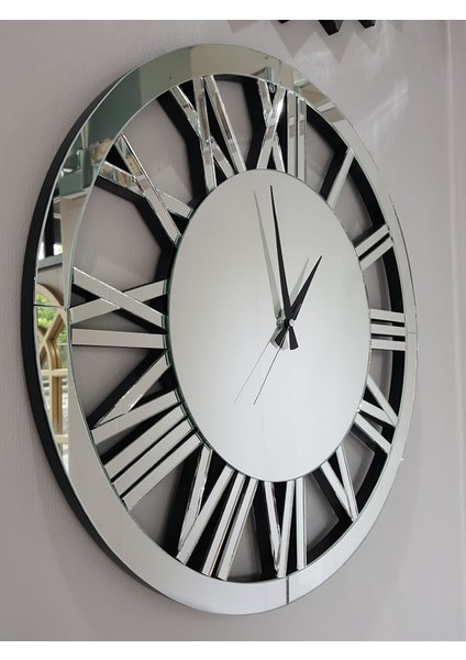 Circle Silver Model Gümüş Renk 60 Cm Dekoratif Aynalı Duvar Saati fiyatları