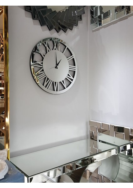 Circle Silver Model Gümüş Renk 60 Cm Dekoratif Aynalı Duvar Saati fırsatları