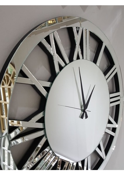 Circle Silver Model Gümüş Renk 60 Cm Dekoratif Aynalı Duvar Saati indirimleri