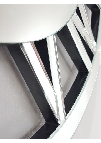 Circle Silver Model Gümüş Renk 60 Cm Dekoratif Aynalı Duvar Saati