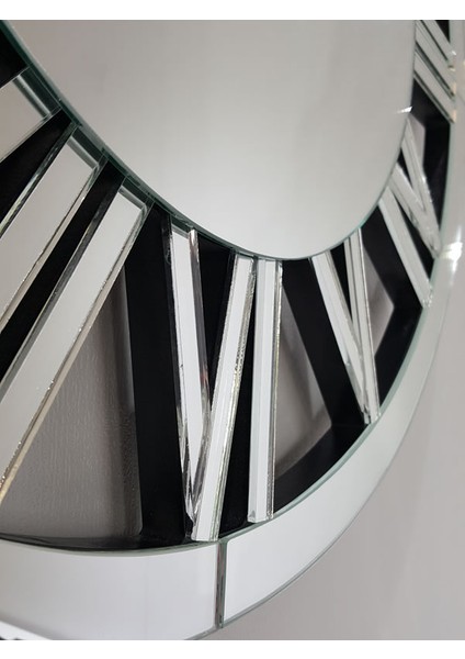 Circle Silver Model Gümüş Renk 60 Cm Dekoratif Aynalı Duvar Saati