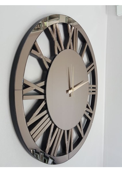 Circle Bronze Model Bronz Renk 60 Cm Dekoratif Aynalı Duvar Saati