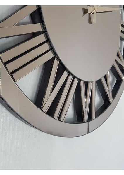Circle Bronze Model Bronz Renk 60 Cm Dekoratif Aynalı Duvar Saati