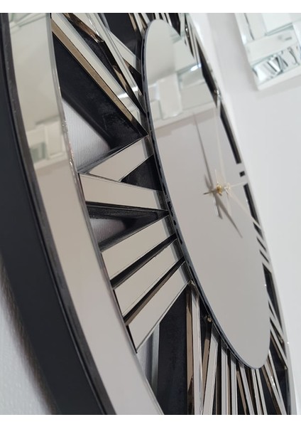 Circle Bronze Model Bronz Renk 60 Cm Dekoratif Aynalı Duvar Saati