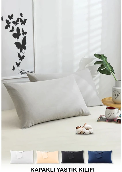 Vionel Home Pamuklu 2'li Yastık Kılıfı 50X70 cm Düz Gri