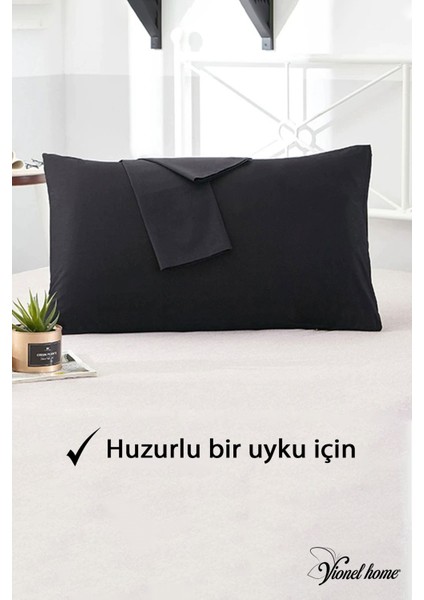 Pamuklu 2'li Yastık Kılıfı 50X70 cm Düz Siyah