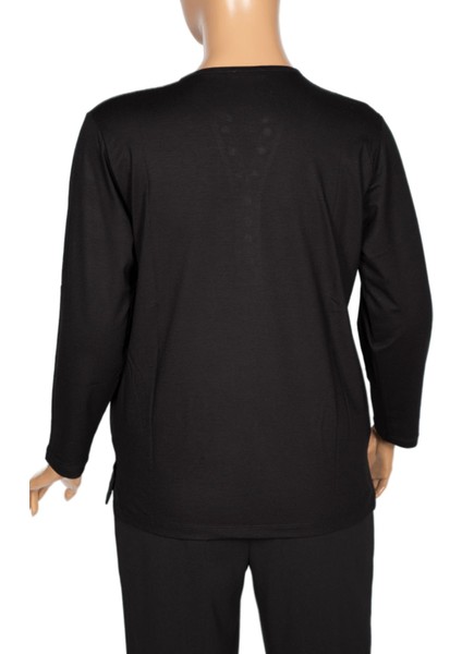 Kadın Dicle Büyük Beden V Yaka Dantelli Siyah Bluz fırsatları