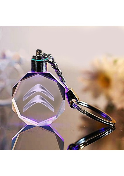Citroen Logolu 2d Patlatma Kristal LED Işıklı Anahtarlık, Araba Anahtarlığı modelleri