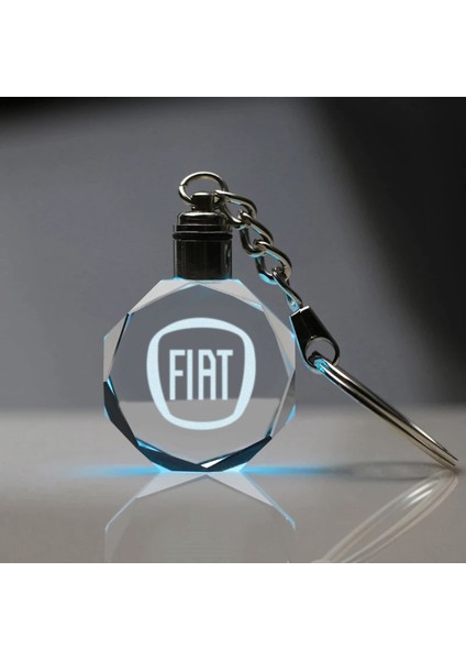 Fiat Logolu 2d Patlatma Kristal LED Işıklı Anahtarlık, Araba Anahtarlığı