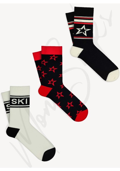 Mono Socks 3'lü Yıldız Desenli Kayak Ski Çorap