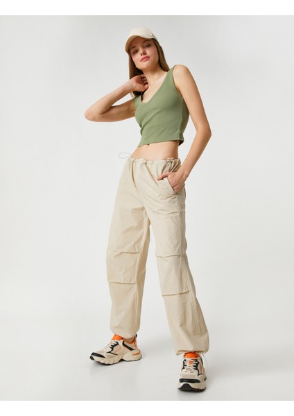 Paraşüt Pantolon Cep Detaylı Beli ve Paçası Lastikli