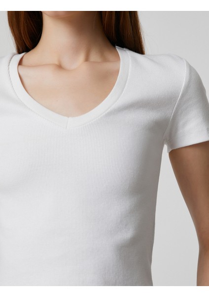 Basic Pamuklu Tişört V Yaka Kısa Kollu indirimleri