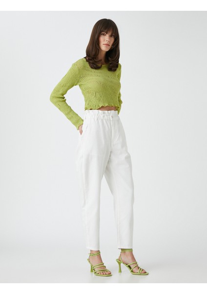 3Sal40010Mw Kırık Beyaz 001 Kadın Woven Bottoms Pamuk Pantolon