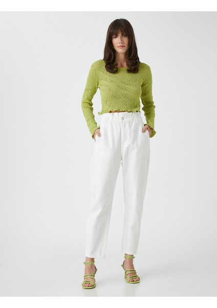 3Sal40010Mw Kırık Beyaz 001 Kadın Woven Bottoms Pamuk Pantolon
