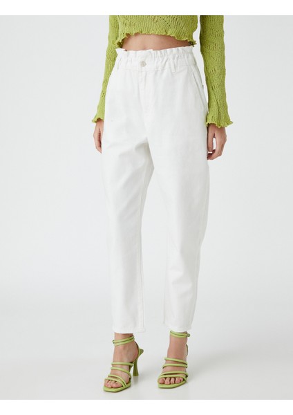 3Sal40010Mw Kırık Beyaz 001 Kadın Woven Bottoms Pamuk Pantolon