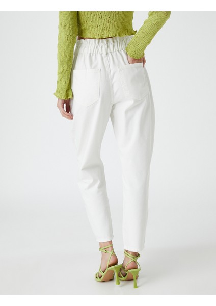 3Sal40010Mw Kırık Beyaz 001 Kadın Woven Bottoms Pamuk Pantolon