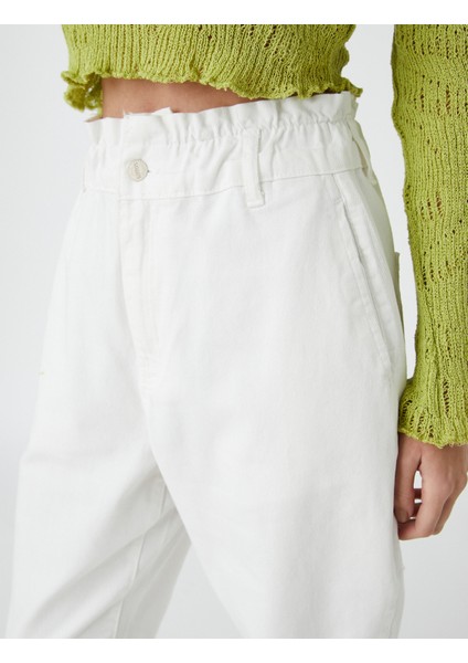 3Sal40010Mw Kırık Beyaz 001 Kadın Woven Bottoms Pamuk Pantolon