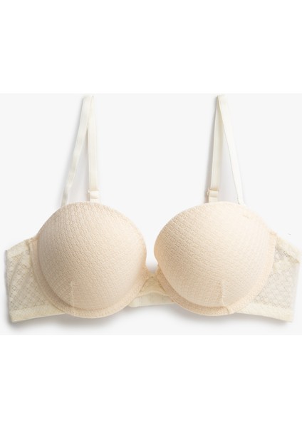 Dantelli Destekli Sütyen Ekstra Dolgulu Balenli Kaplı