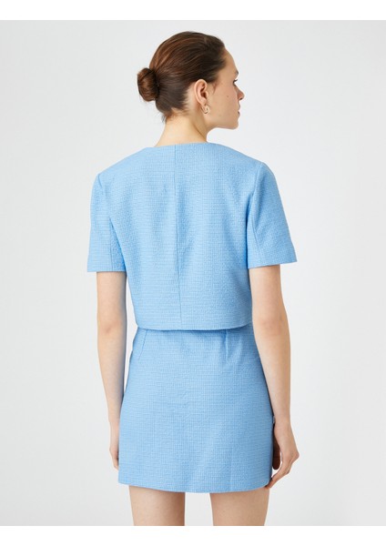 Crop Tüvit Ceket Kısa Kollu Kruvaze Düğmeli V Yaka fırsatları