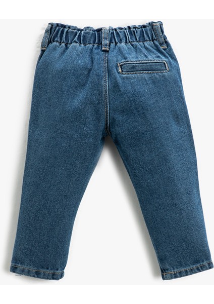 Kot Pantolon Çift Cep Detaylı Beli Lastikli