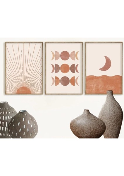 Gerçek Ahşap Bohem Salon Dekor 3 Lü Tablo Seti fiyatları