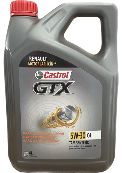 Gtx Reno-Dacia-Nissan-Mb C4 5W-30 4 Litre Motor Yağı ( Üretim Yılı: 2023 )