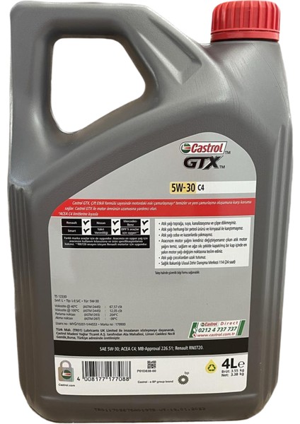 Gtx Reno-Dacia-Nissan-Mb C4 5W-30 4 Litre Motor Yağı ( Üretim Yılı: 2023 ) fiyatları