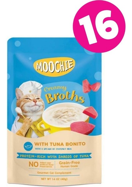 Moochıe Ton Balıklı ve Palamutlu Kedi Çorbası 40GRX16 Adet