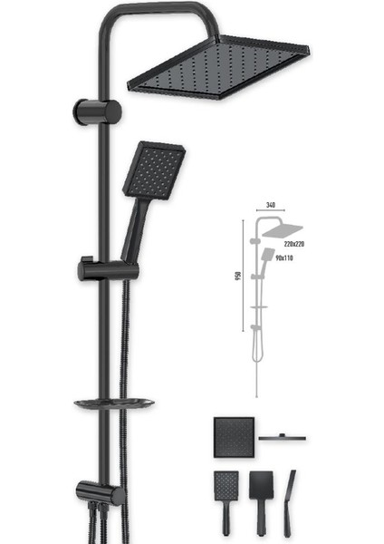 Queen Jet Black Duş Kolonu