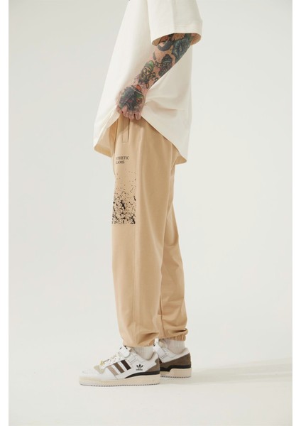 Aesthetıc Dreams Baskılı Beli Lastikli Organik Pamuklu Relaxed Jogger Eşofman Altı/beıge fiyatları
