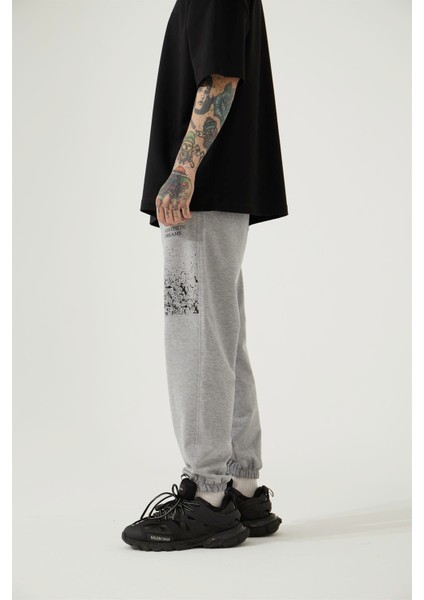 Aesthetıc Dreams Baskılı Beli Lastikli Organik Pamuklu Relaxed Jogger Eşofman Altı/gray Melange fiyatları
