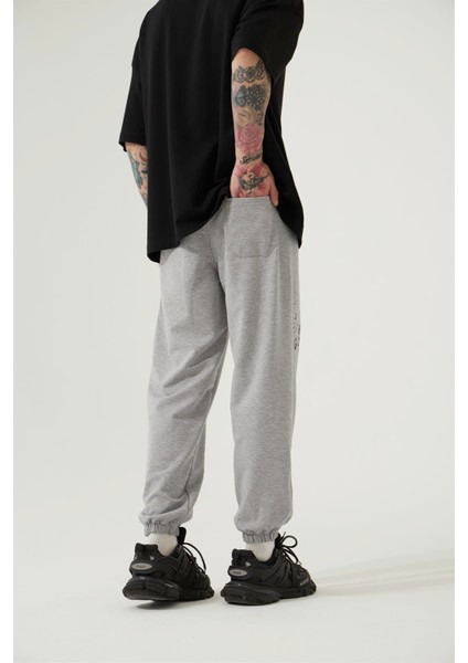 Aesthetıc Dreams Baskılı Beli Lastikli Organik Pamuklu Relaxed Jogger Eşofman Altı/gray Melange modelleri