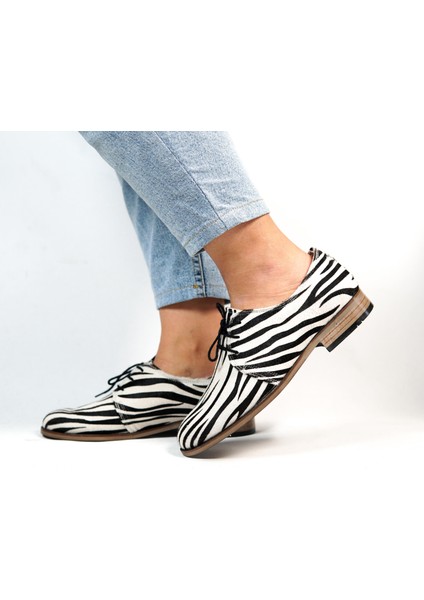 Bayan Zebra Kundura %100 El Yapımı ve Deri Ayakkabı