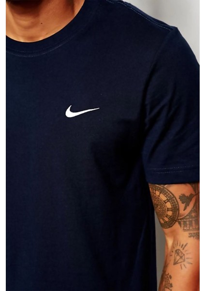 Swoosh Cotton Men's T-Shirt Navy BV0507-451 Erkek Tişört fiyatları