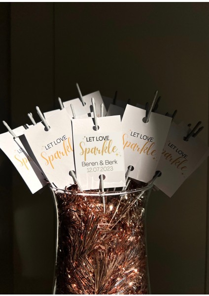 10'lu 'let Love Sparkle' Yazılı Kartlı Işıltı - Parti Işıltısı - Nişan Işıltısı - Düğün Işıltısı modelleri