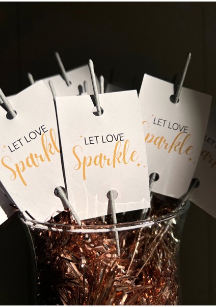 Beyaz 50'li 'let Love Sparkle' Yazılı Kartlı Işıltı - Parti Işıltısı - Nişan Işıltısı - Düğün Işıltısı